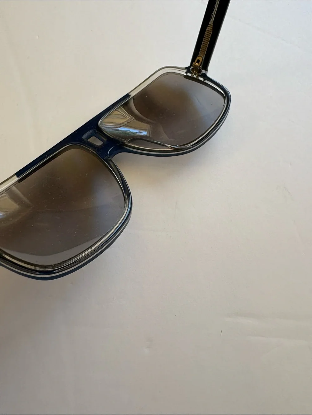 Christian Dior Black tie Aviator-Style Sunglasses in Dark Blue with Gray Lenses